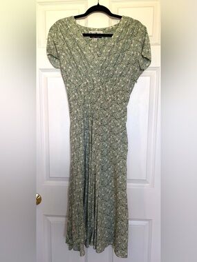 Vintage Sherri Martin Green Floral Midi Dress